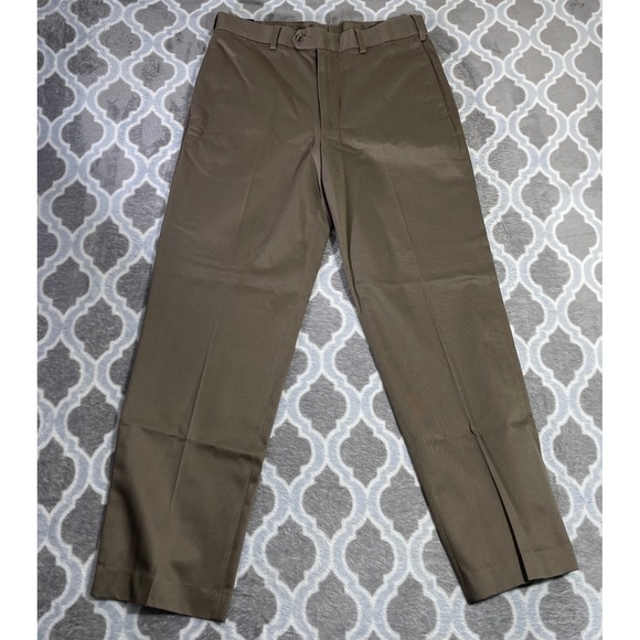 Perry Ellis Portfolio Other - Perry Ellis Portfolio Dress Pants Mens 32x30 Brown Flat Front No Iron Cotton